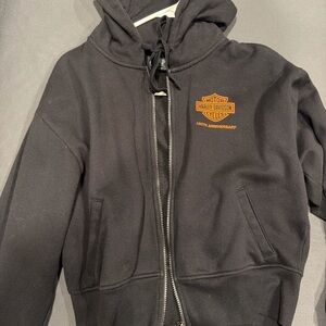 Harley-Davidson Black Zip Hoodie with Orange Logo 120th Anniversary